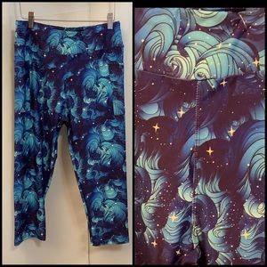 Luv21 Leggings Capris Cropped Women’s Size 2-10 Yoga Waistband Night Sky Pattern